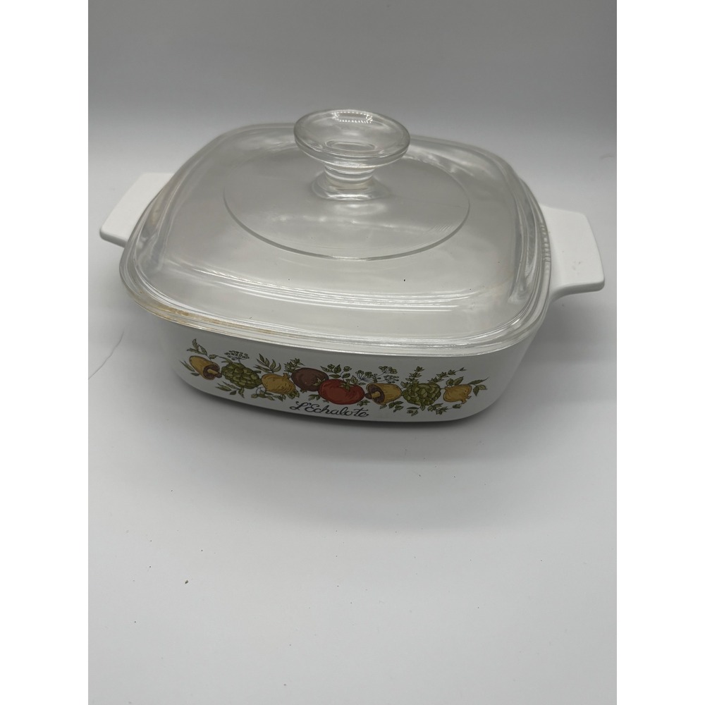 Corning Ware Casserole Dish Unisex OS White L'Echalote La Marjolaine Vintage Lid